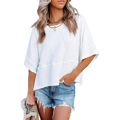 🌸Women's Crewneck Batwing Half Sleeve Top
