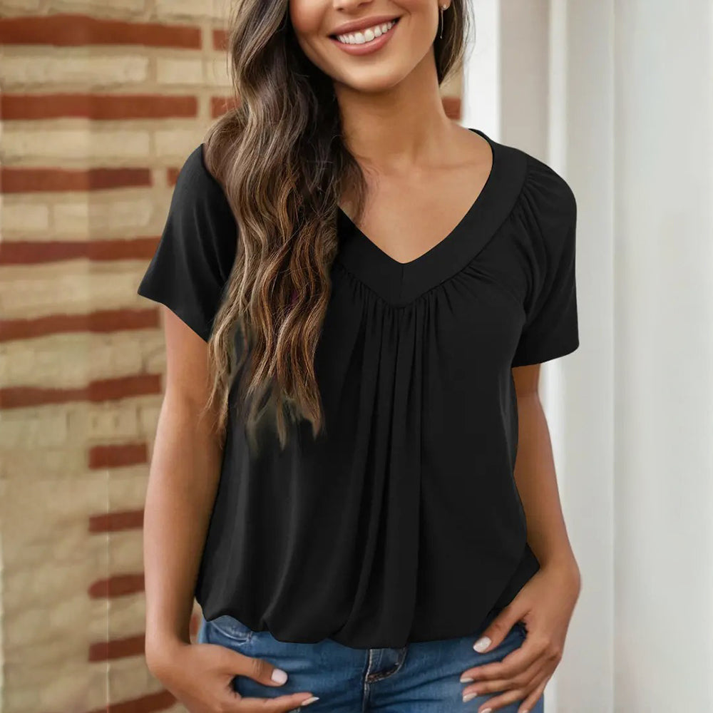 Women's Short Sleeve V Neck Tops Tshirts