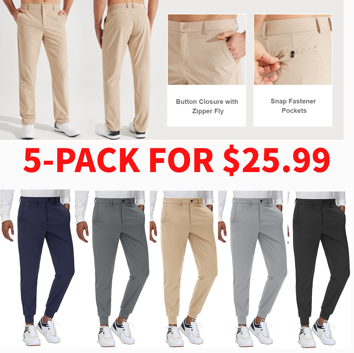 🔥Men's High Stretch Straight Fit Pants