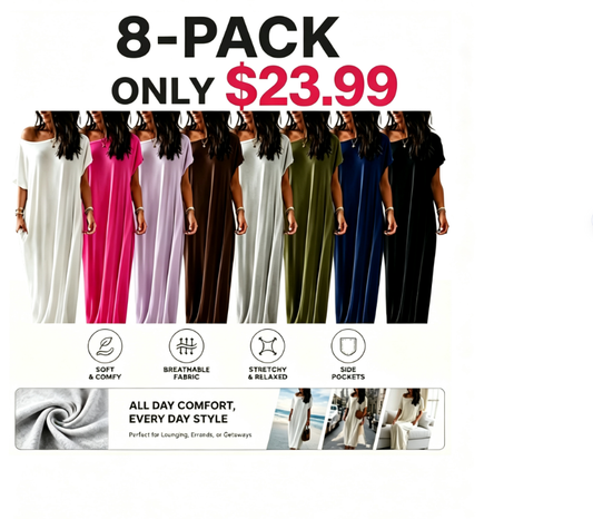 Women's Basic Solid Color Batwing Sleeve Loungewear Dress
