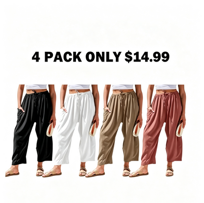 Women's Linen Blend Wide Leg Pants