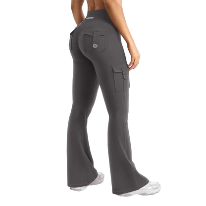 Women's athletic flared leggings with pockets