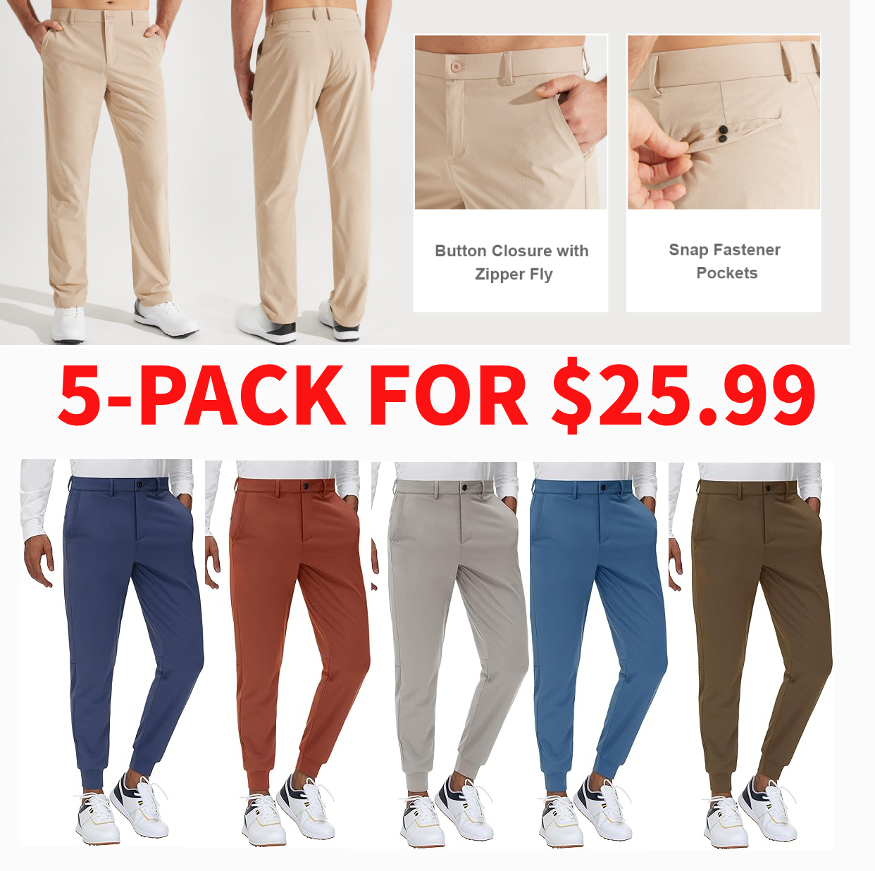 🔥Men's High Stretch Straight Fit Pants
