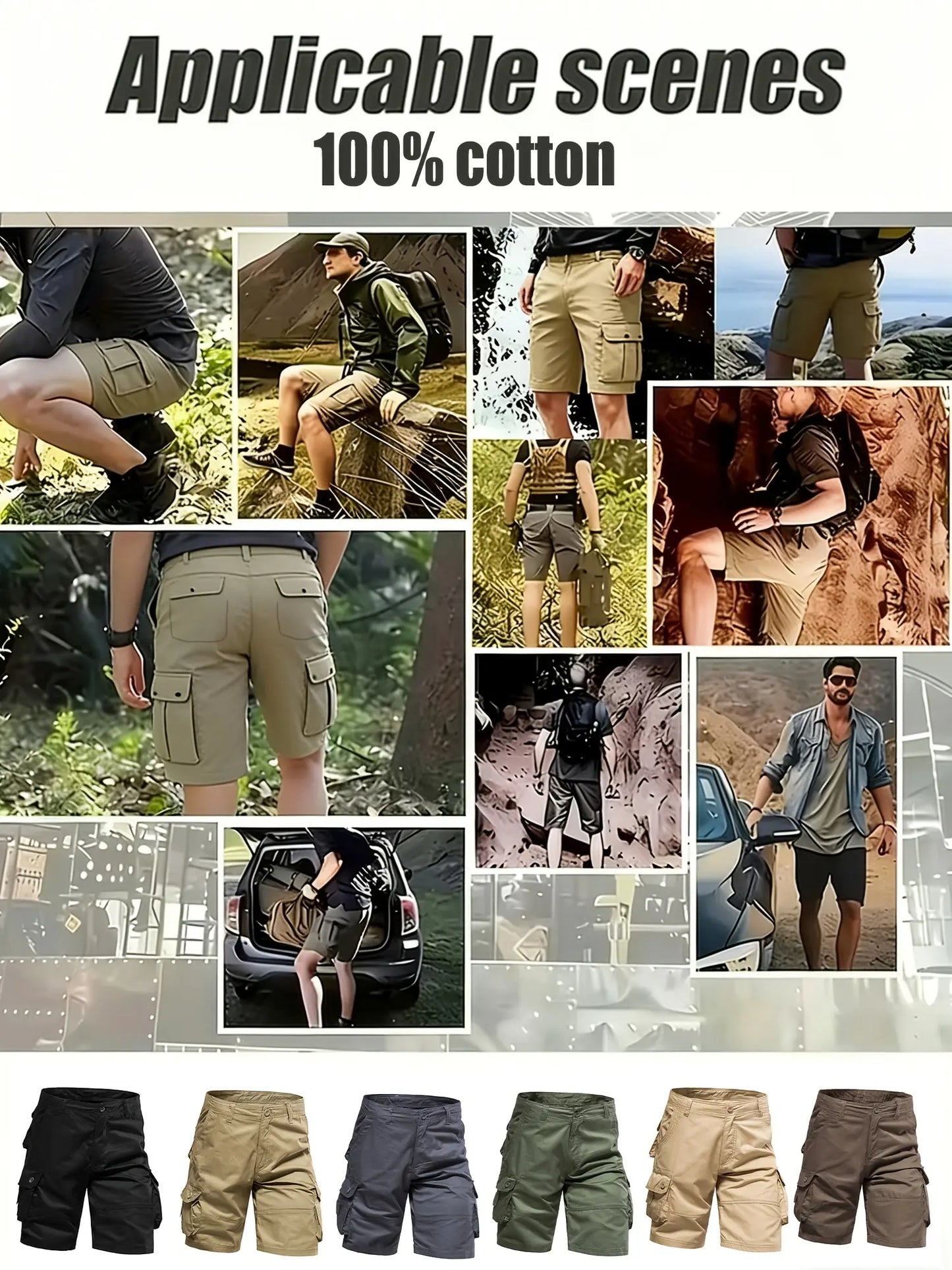 🔥Clearance Sale🔥 6-Pack Multi Pocket Tactical Cargo Shorts, Breathable Outdoor Golf Hiking Shorts