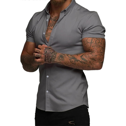 Men's Short Sleeve Dress Shirts Casual Button Down Wrinkle-Free Shirt