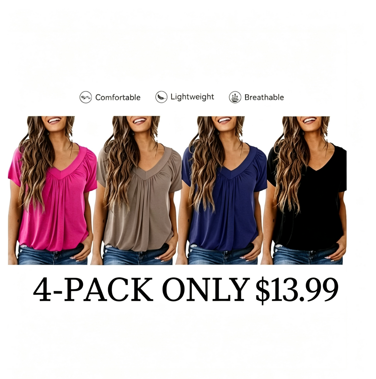 Women's Short Sleeve V Neck Tops Tshirts