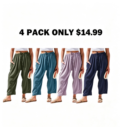 Women's Linen Blend Wide Leg Pants
