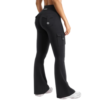 Women's athletic flared leggings with pockets