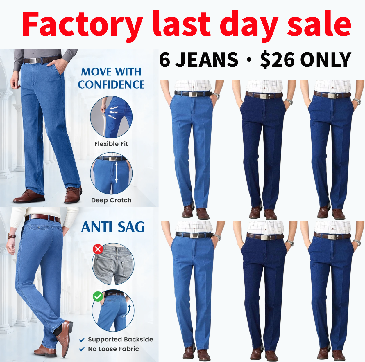 Men’s Classic Straight-Fit Stretch Jeans