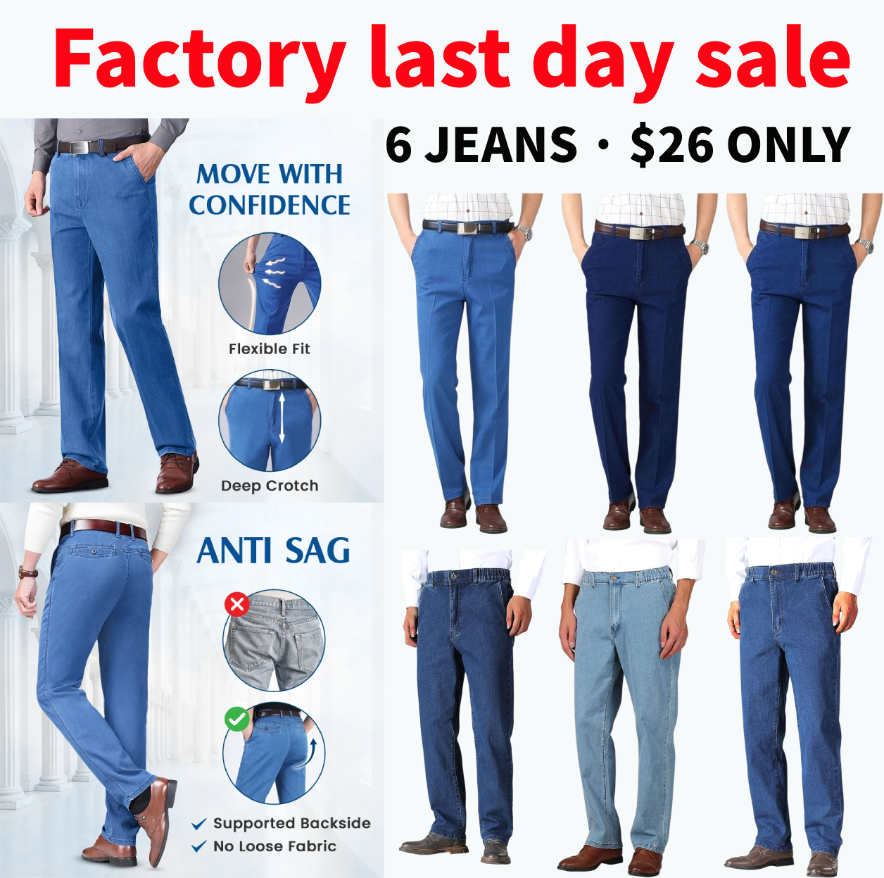 Men’s Classic Straight-Fit Stretch Jeans