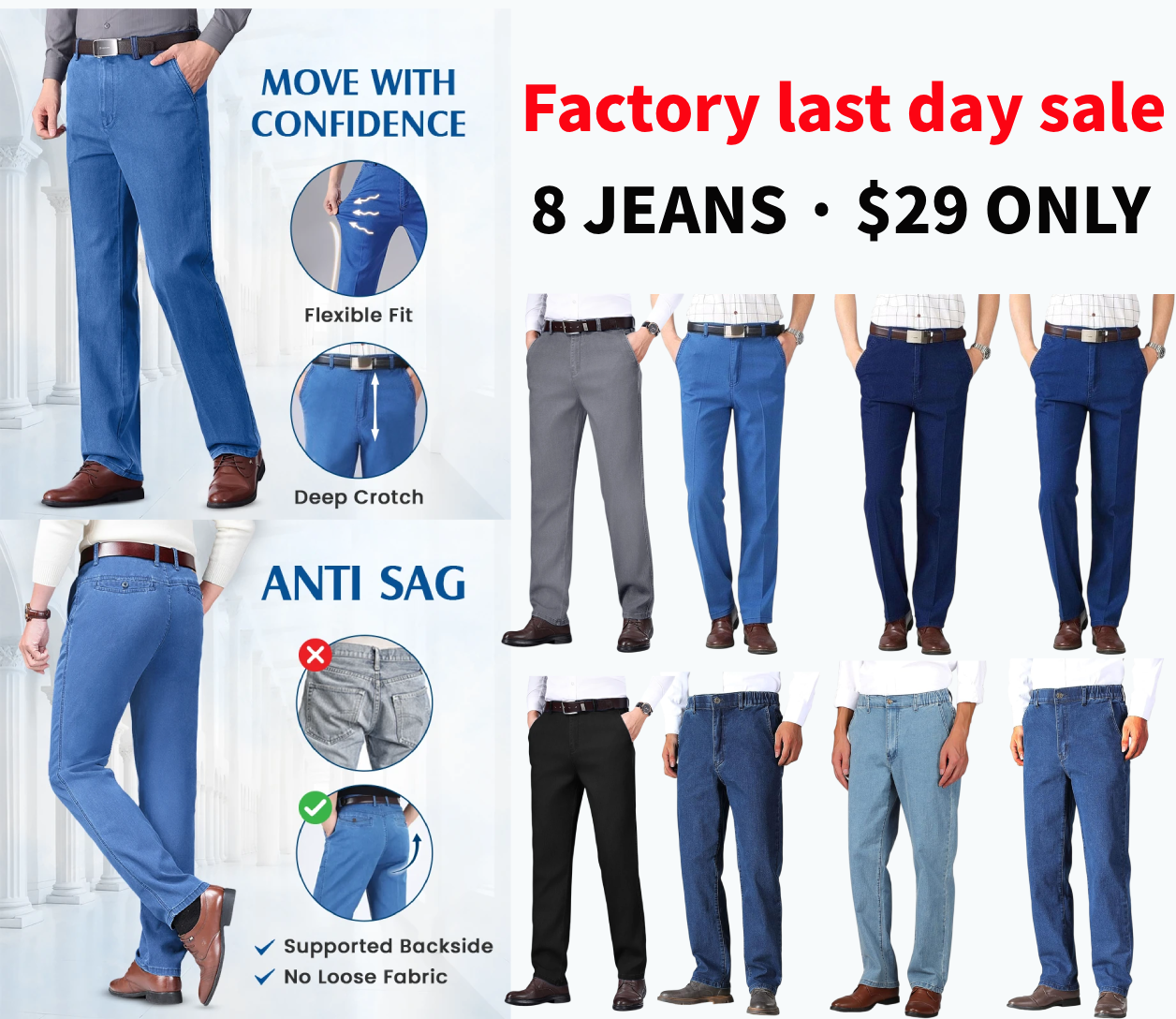 Men’s Classic Straight-Fit Stretch Jeans