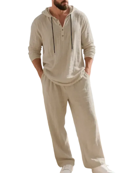 ⚡24.99-HOUR FLASH SALE 🔥Linen Men's Hooded Casual Loose Top & Pants 2-Piece Set