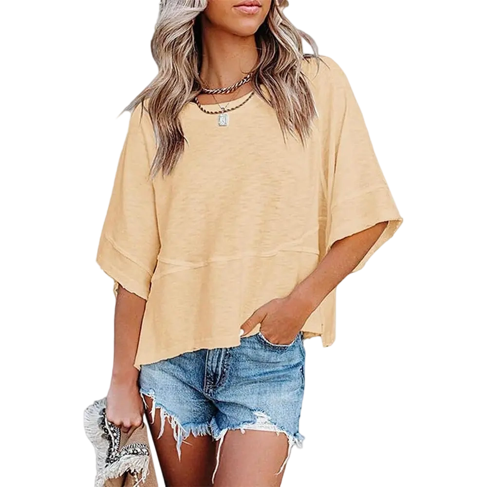 🌸Women's Crewneck Batwing Half Sleeve Top