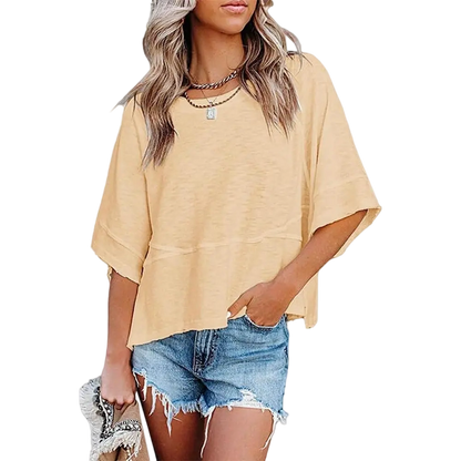 🌸Women's Crewneck Batwing Half Sleeve Top