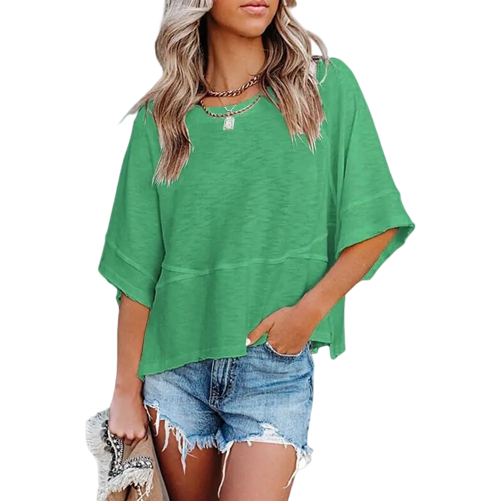 🌸Women's Crewneck Batwing Half Sleeve Top