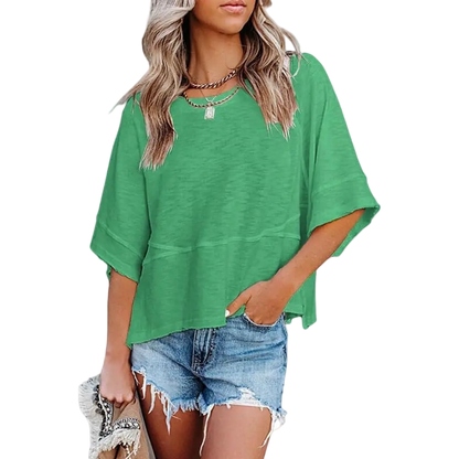 🌸Women's Crewneck Batwing Half Sleeve Top