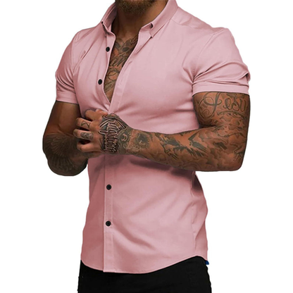 Men's Short Sleeve Dress Shirts Casual Button Down Wrinkle-Free Shirt