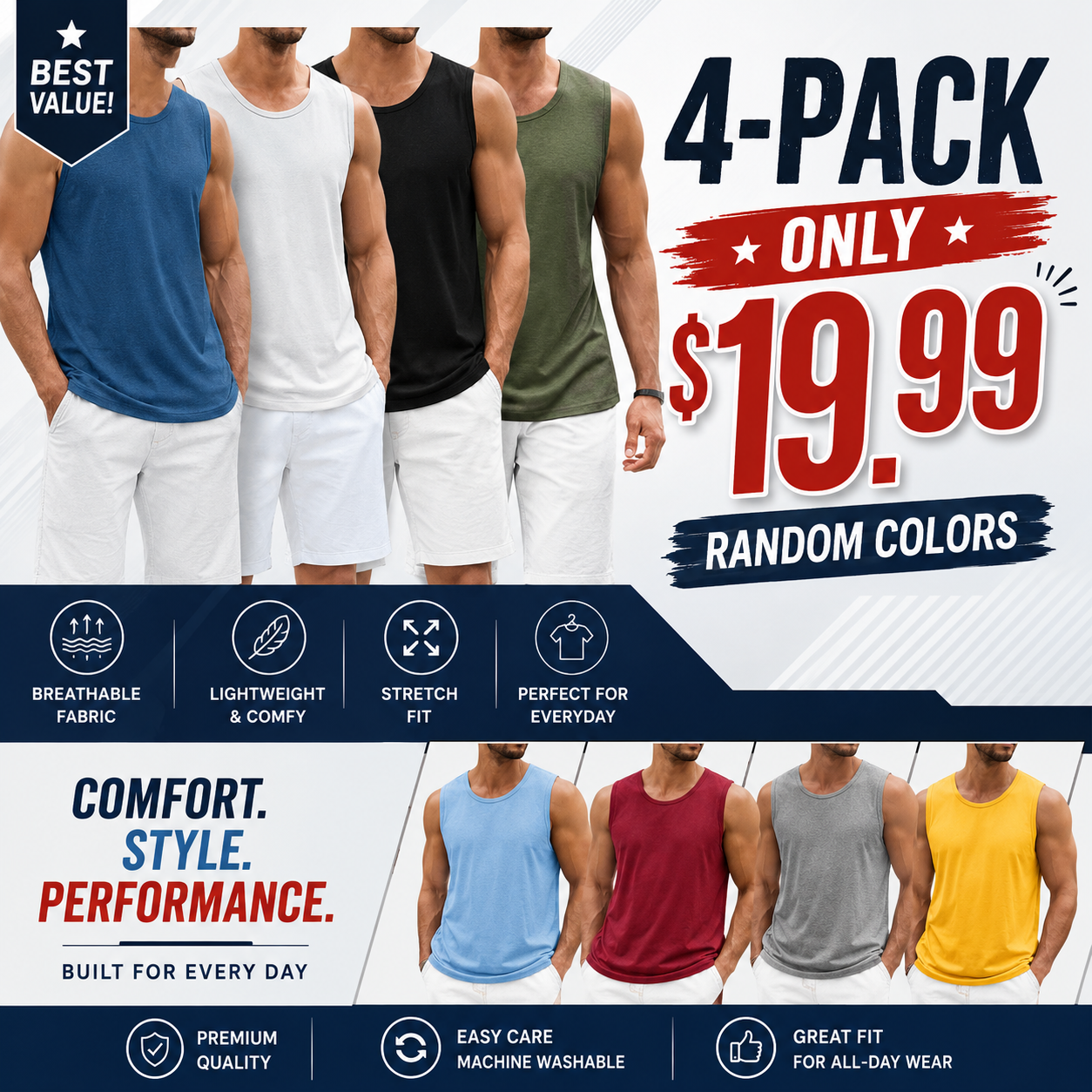 🔥8 Gym Muscle Shirts for Only $24.99🔥Men's Workout Tank Top Casual Soft Sleeveless Gym Muscle Shirts Bodybuilding Tee