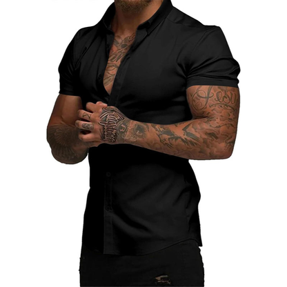 Men's Short Sleeve Dress Shirts Casual Button Down Wrinkle-Free Shirt