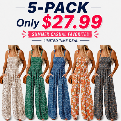 Women’s Casual Print Sleeveless Overalls Jumpsuits