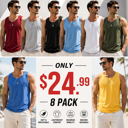🔥8 Gym Muscle Shirts for Only $24.99🔥Men's Workout Tank Top Casual Soft Sleeveless Gym Muscle Shirts Bodybuilding Tee