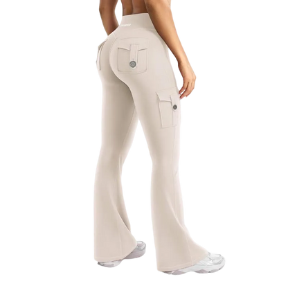 Women's athletic flared leggings with pockets