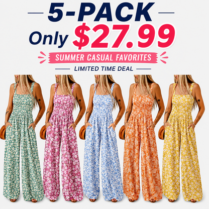 Women’s Casual Print Sleeveless Overalls Jumpsuits