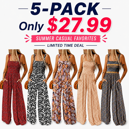 Women’s Casual Print Sleeveless Overalls Jumpsuits