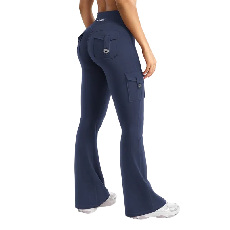 Women's athletic flared leggings with pockets