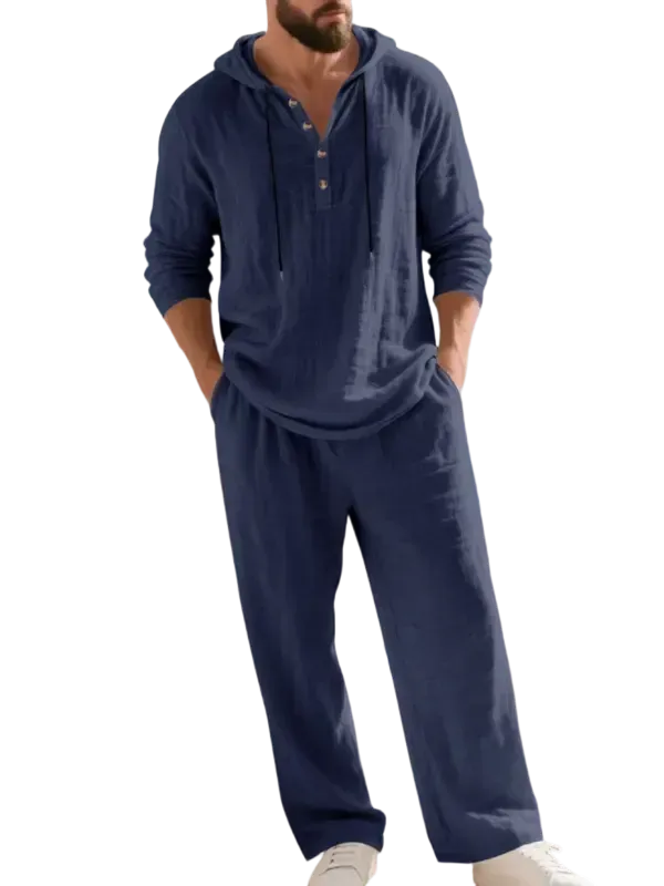 ⚡24.99-HOUR FLASH SALE 🔥Linen Men's Hooded Casual Loose Top & Pants 2-Piece Set