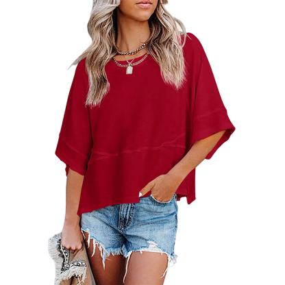 🌸Women's Crewneck Batwing Half Sleeve Top