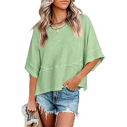 🌸Women's Crewneck Batwing Half Sleeve Top