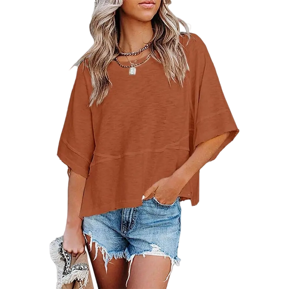 🌸Women's Crewneck Batwing Half Sleeve Top
