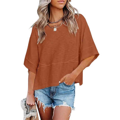 🌸Women's Crewneck Batwing Half Sleeve Top