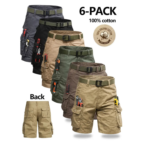 🔥Clearance Sale🔥 6-Pack Multi Pocket Tactical Cargo Shorts, Breathable Outdoor Golf Hiking Shorts