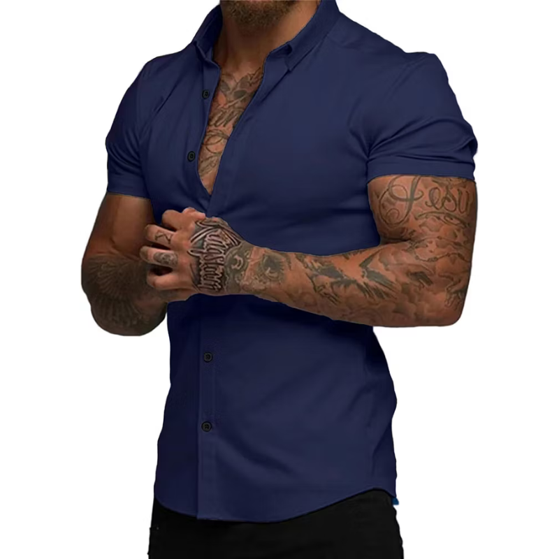 Men's Short Sleeve Dress Shirts Casual Button Down Wrinkle-Free Shirt
