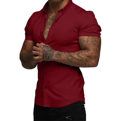 Men's Short Sleeve Dress Shirts Casual Button Down Wrinkle-Free Shirt