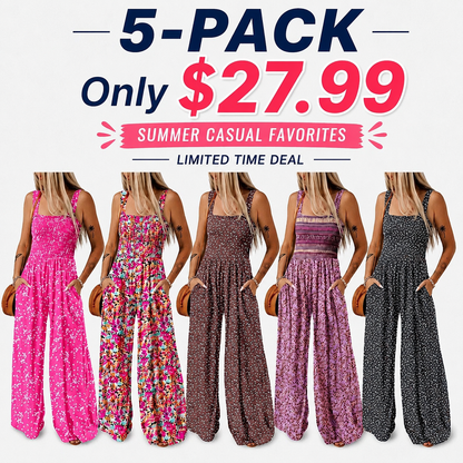 Women’s Casual Print Sleeveless Overalls Jumpsuits