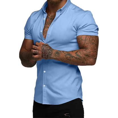 Men's Short Sleeve Dress Shirts Casual Button Down Wrinkle-Free Shirt