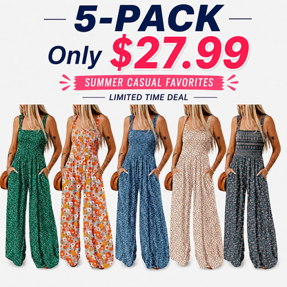 Women’s Casual Print Sleeveless Overalls Jumpsuits