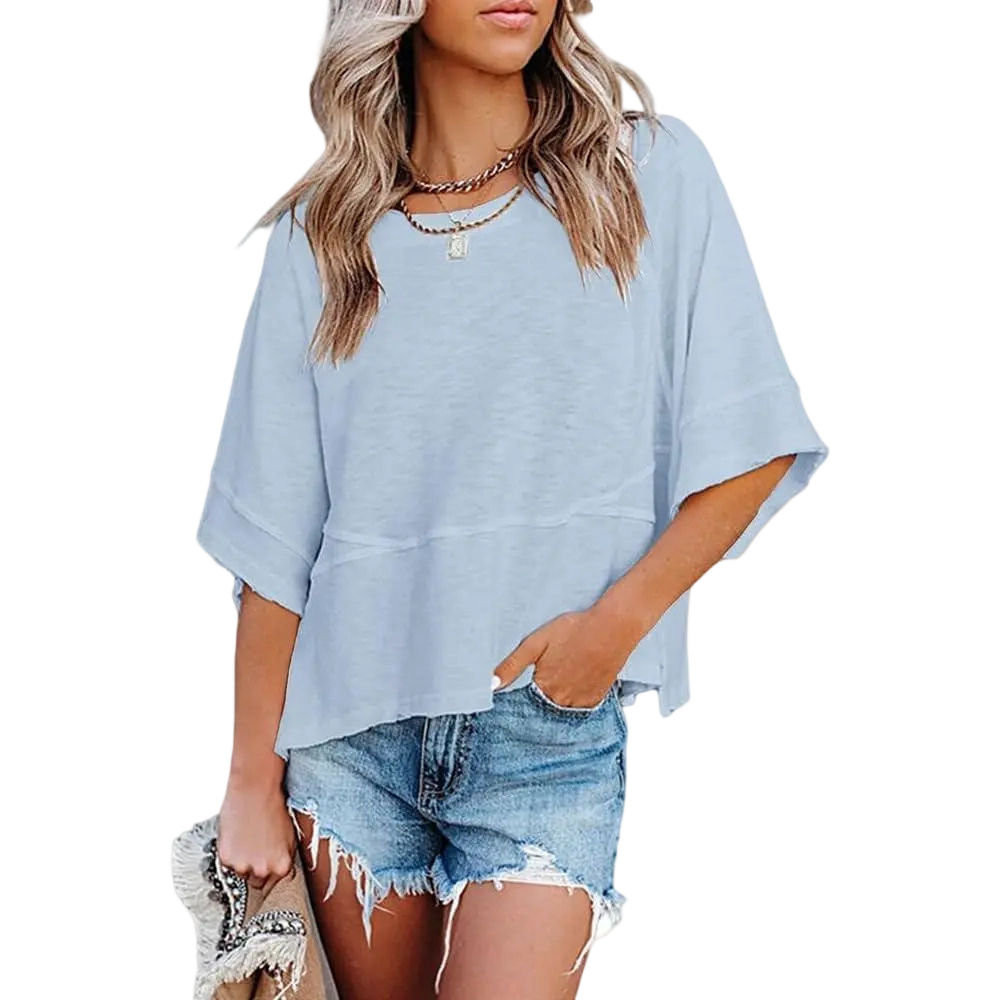 🌸Women's Crewneck Batwing Half Sleeve Top