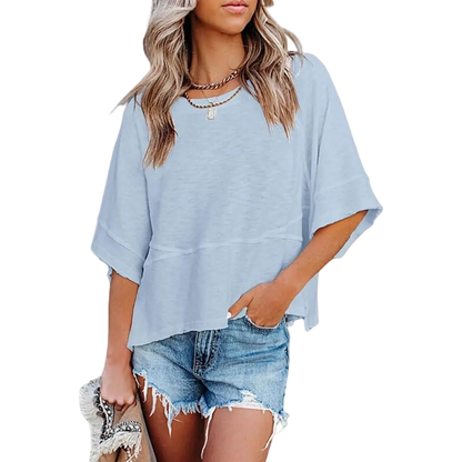 🌸Women's Crewneck Batwing Half Sleeve Top