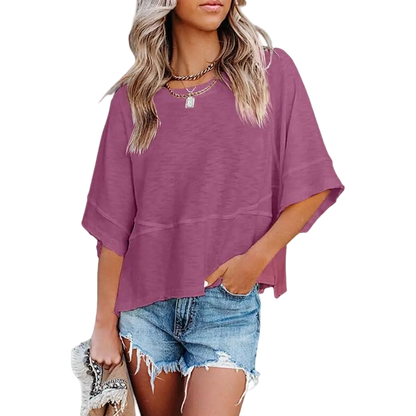 🌸Women's Crewneck Batwing Half Sleeve Top