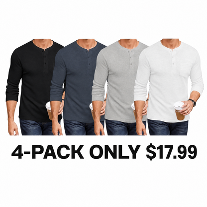Men's Long Sleeve Waffle Henley Shirt