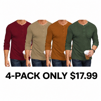 Men's Long Sleeve Waffle Henley Shirt