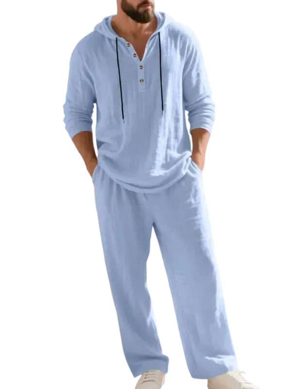 ⚡24.99-HOUR FLASH SALE 🔥Linen Men's Hooded Casual Loose Top & Pants 2-Piece Set