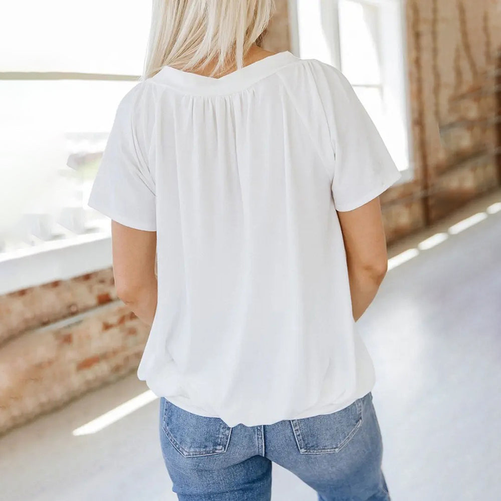 Women's Short Sleeve V Neck Tops Tshirts