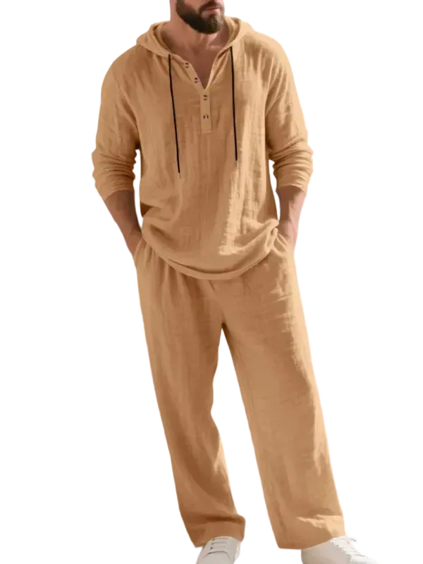 ⚡24.99-HOUR FLASH SALE 🔥Linen Men's Hooded Casual Loose Top & Pants 2-Piece Set