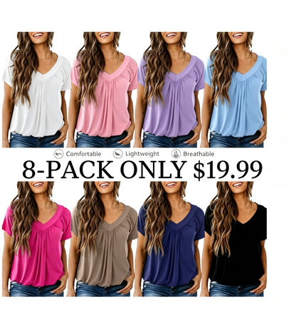 Women's Short Sleeve V Neck Tops Tshirts