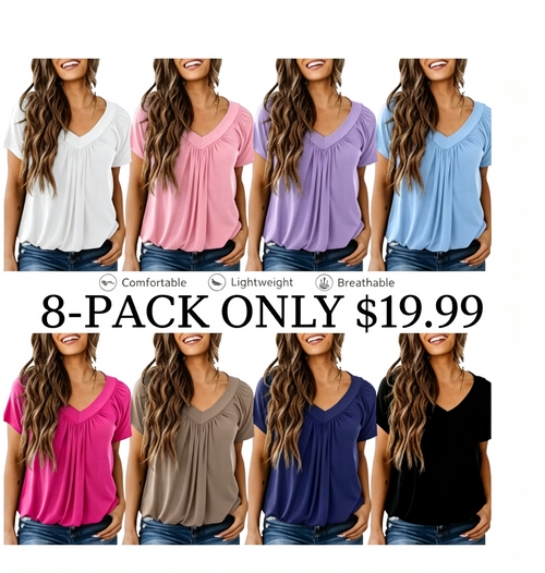 Women's Short Sleeve V Neck Tops Tshirts